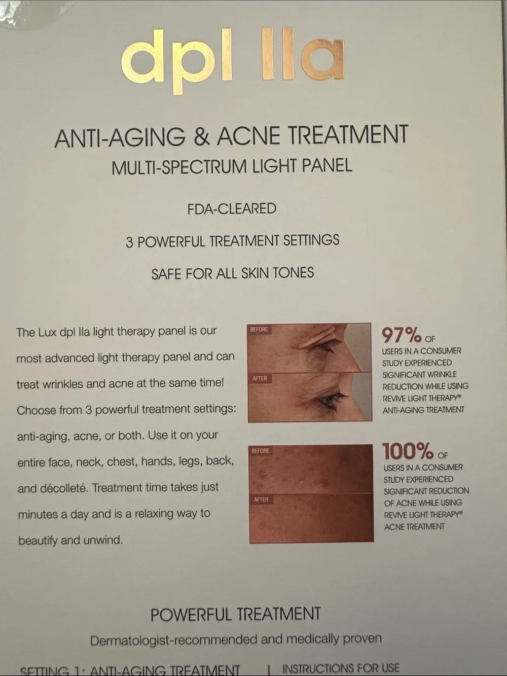 Revive Light Therapy Lux DPL LLA Anti-Aging & Acne Light Panel